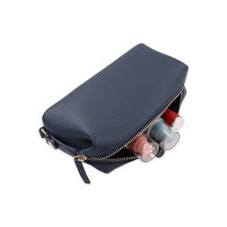 Custom logo Leather Makeup Bag Women Travel Cosmetic Bag Lychee Pattern Zipper Cosmetic Bag