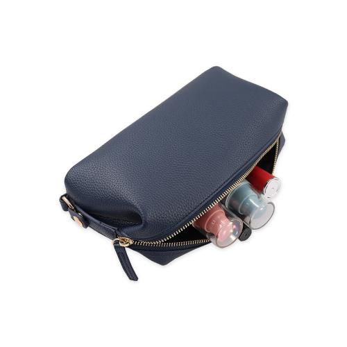 Custom logo Leather Makeup Bag Women Travel Cosmetic Bag Lychee Pattern Zipper Cosmetic Bag