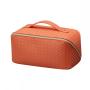 Factory wholesale Square grid woven tone retro makeup bag PU leather large capacity multi function Cosmetic bag makeup bag