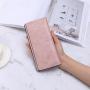 HR146 Woman Pu Leather Lovely Wallet Clip Fashion Versatile Handheld Zipper Billfold Flower Embroidery Pocketbook Card Positions