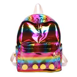 Holographic rainbow fashion school bags backpack custom laser ita bag with clear pocket