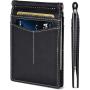 Genuine Leather Mens Wallets Slim Front Pocket Money Clip Card Holder Leather Money Clips