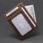 Designer crazy horse real leather slim credit card holder wallet rfid blocking id card front pocket wallet