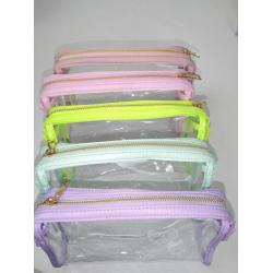 Candy Colors Makeup Cosmetic Waterproof Zipper Pouch Glasses Lipstick Holder PVC Travel Toiletry Bag Clear Makeup Bag
