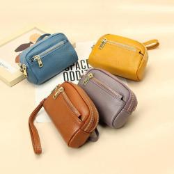 Multicolour Top layer cowhide women's wallet zipper small bag soft leather coin purse wallet for ladies