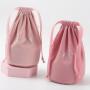 Round Bottom Pink Velvet Dust Pouch Cosmetic Drawstring Jewelry Gift Storage Bags