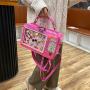 Fashion Holographic PU Leather Ladies Hand Bags Custom Design Clear PVC Ita Bag Crossbody for Pins Display