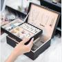 KBW685  Double Large Capacity PU Jewelry Box Portable Leather Jewelry Storage Necklace Ring Watch Storage Box