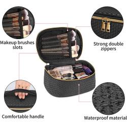 Cosmetic Set Case Vegan Leather Makeup Bag Personalized Travel Makeup Cosmetic Bag Luxury Black Toiletries Bag For Makeup Vegan