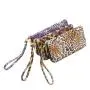 women long leopard leather Print wallet ladies clutch purse bag with handle