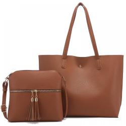 Loiral Tote Purse and Crossbody Bags for Women, Faux Leather Satchel Handbags and Shoulder Purse with Tassel 2pcs women handbags