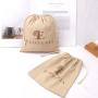 Hot Sale Natural Cotton Canvas Sachet Shopping Bag Custom Logo Printed Cotton Double String Dust Packaging Canvas Pouch