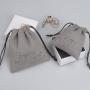 Custom Emboss Microfiber Jewelry Storage Gray Packing Drawstring Pouch Luxury Watch Gift Earring Jewelry Suede Bag