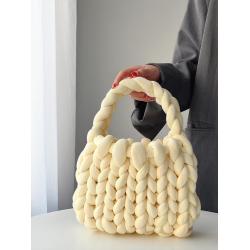 Handwoven fashionable solid color large capacity handbag carteras para mujer 	 sac a main