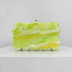 2024 latest yellow green square acrylic box evening bag clutch for women party purse Wedding Dinner handbags