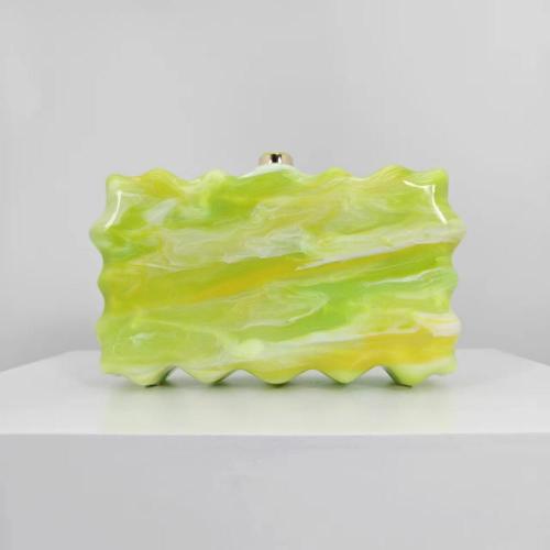 2024 latest yellow green square acrylic box evening bag clutch for women party purse Wedding Dinner handbags