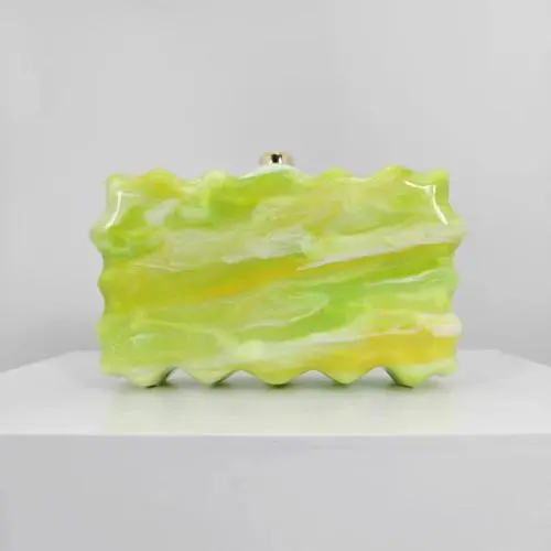 2024 latest yellow green square acrylic box evening bag clutch for women party purse Wedding Dinner handbags