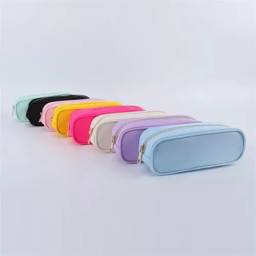 Keymay New Design 8 Colors Low MOQ Personalized Chenille Letter Patches Kids Pencil Case Pouch Nylon Pencil Case for School