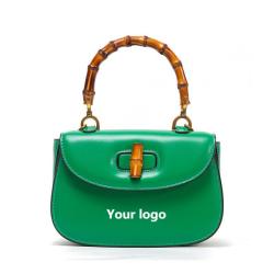 2023 Custom Famous Brands Designer Women Bamboo Handle Handbags Customizable Luxury Real Leather Ladies Hand Bags Crossbody
