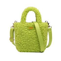 2024 Custom Logo Faux Fur Bucket Bag Handbag For Women Ladies Mini Sherpa Purse