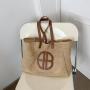 2024 New Woven Bag Collision Straw Handbag Fashion Trend Women's Shoulder Bag Tote Bag