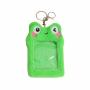 2023 Fashion Cute Kpop Custom Design Clear PVC Window Plush Embroidery Frog Photo Card Holder With Keychain