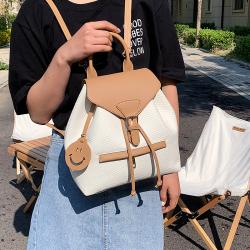 Schoolbag Female College Student Retro Backpack Ins 2024 New Fashion Leisure Backpack Thread Zipper Bucket Backpack