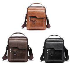 Custom logo factory Pu Leather black Cross business Bag Men's Shoulder Messenger Bag vintage