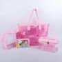 Stylish Clear PVC Tote Jelly Color Self DIY Patches Transparent Travel Grocery Waterproof Beach Bag PVC Tote Bag Clear Bag