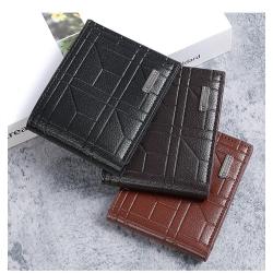 New men's wallet fashion plaid horizontal soft leather men's short wallet large capacity multi-card purse