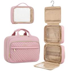LOVEVOOK 2pcs/set Transparent PVC Travel Toiletry Bag Clear Cosmetic Bag Waterproof Hanging Makeup Bag with Jewelry Compartment