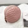 2024 Ladies V-Embroidered Single Sided round Bag with Chains Decoration Simple Fashion Portable Sling Bag