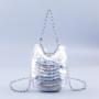 Bling Wedding Evening Clutch Purse Handmade Beaded Shell Mini Bag Fashion Laser Color Ladies Handbag Chain Fish Scale Phone Bag