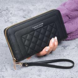 2024 New Women's Wallet Long Leather Zipper Clutch Bags Embroidery Fashion Large Capacity Purse Wallet Mobile Phone Bag