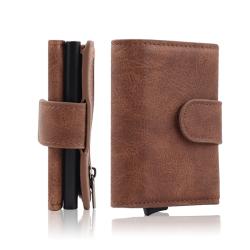 Wholesale Leather Metal Case Wallet Men RFID Blocking Aluminum Card Holder Pop Up Wallet