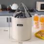 New Arrivals Portable Folding Oxford Lunch Bag Insulated Bucket Bag Round Food Carry Bag With Handle For Adults And Kids