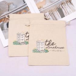 Reusable Organic Cotton Drawstring Toys Christmas Gift Bag Natural Custom Logo Pcrinted Muslin Packaging Dust Cotton Pouch