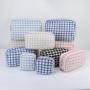 Trending Make Up Grocery Organizer Tweed Fabric Checked Cosmetic Zipper Bags Durable Plaid Travel Makeup Purse Cosmetic Bag