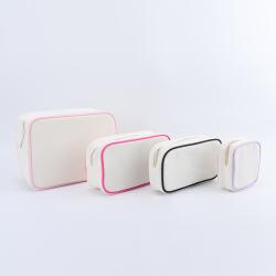 Keymay New Design Stock High Quality Multi-Color Gold Zipper Large Capacity Canvas Cosmetic Bag Canvas Makeup Bag Canvas Pouch