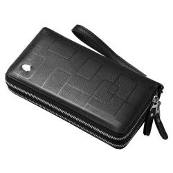 ZX061 Mens Clutch Bag Handbag Genuine Business Wallet Card Holder Leather Purse Zipper Long Wallet Soft Coin Wallet For Men