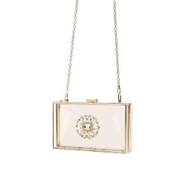 HR613 Women's New Dinner Bag Transparent Trendy Acrylic Diamond Box Bag Retro Cross Body Chain Latch Small Dinner Clutch Handbag