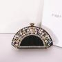 New design fan rhinestone clutch bag chain shoulder bag women box metal wedding party evening bags ladies fashion purse