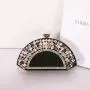 New design fan rhinestone clutch bag chain shoulder bag women box metal wedding party evening bags ladies fashion purse