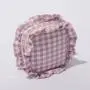 RTS Stock Polyester Custom Glitter Patches Personalized Gingham Women Lady Ruffle Travel Toiletry Storage Makeup Cosmetic Bag