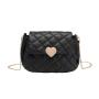 Heart Shaped Clasp Rhombic Embroidered Sling Messenger Bag Long Chain Mobile Bag Lingge Shoulder Bag Women