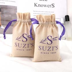 Eco-friendly Small Muslin Gift Pouch Recycled Custom Logo Printed Cotton Drawstring Jewelry Cosmetic Dust Pouch