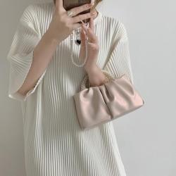 HR104 New Fashion Simple Women's Handbag For Banquet PU Beading Folded Cloud Small Square Bag Elegant Portable Crossbody Bag