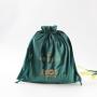 Custom Gold Logo Prined Drawstring Packaging Velvet Gift Pouch Soft Velvet Jewelry Dust Storage Bag