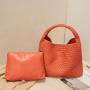 Handmade Woven Bag with Large Capacity New Fashion Single Shoulder Carrying Bun Mother Female's Big Handbag with PU Lining