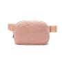 BSCI Factory Winter Soft Warm Reversible Zip Unisex Detachable Strap Sherpa Furry Mini Waist Bag Everywhere Fleece Belt Bag